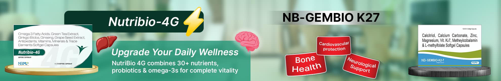 Nutribio 4g 
Omega 3 Fatty Acids, Biotin, Calcium Ascorbate, Citrus Bioflavonoids, Elemental Calcium, Folic Acid, Gingko Biloba, Grape seed extract, Lactobacillus, Lutein, Niacinamide, Phosphorus, Vitamin B12, Vitamin D3, Vitamin K, Wheat Germ Oil, EPA, DHA, Green Tea Extracts, Ginseng, Natural Mixed Carotenoids, Vitamin B6, Niacinamide, Biotin, Choline Bitartrate, Piperine, Diabasic Calcium Phosphate, Ferrous Fumarate, Zinc Oxide, Potassium Iodide, Magnesium Oxide, Manganese Sulphate, Elemental Copper Banner 11