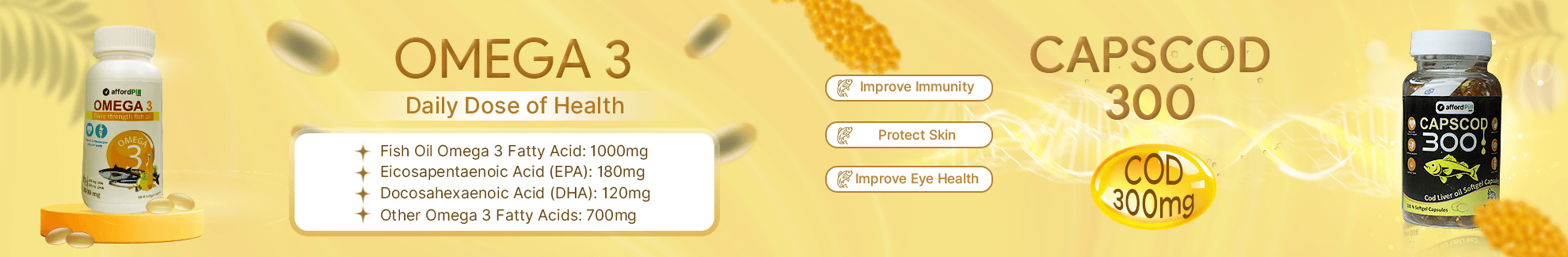 Omega-3 
fish oil (1000 mg), Omega-3 fatty acids (EPA- 180 mg, DHA-120 mg) Banner 9